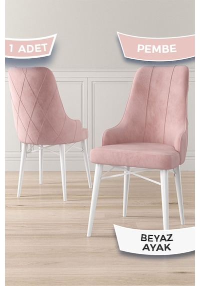 Canisa Concept Neta Serisi, 1.sınıf Babyface Kumaş Pembe Sandalye, Beyaz Gürgen Ayak Sandalye Pembe Ayakları Beyaz