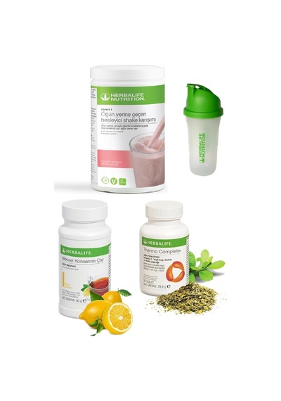 Herbalife Set Ahududu Beyaz Çikolata Shake 50 Gr Limon Aromalı Çay Thermo Complete Ve Shaker