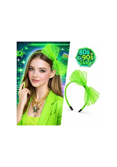 80 Ler - 813 - 90 Lar Neon Yeşil Dantel - Csmo-tex - Taç Fiyonklu