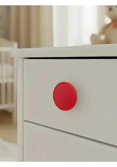 Kırmızı Çocuk Odası Mobilya Kulbu - 55 MM - Abs Plastik Tekli Düğme Dolap ve Çekmece Kulpu Kırmızı