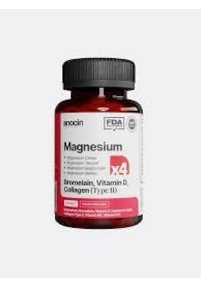 Anocin Magnezyum X4 Complex Citratetaurate Bisglycinate Malate Bromelain Hyaluronik Asit D+ B12 + B6 30 Tablet