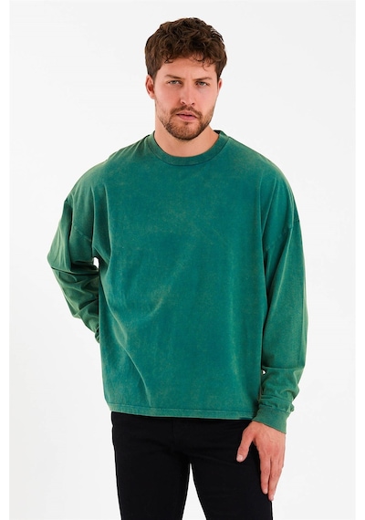 JAHR MARC Oversize Yeşil Uzun Kollu Erkek T-shirt Yeşil