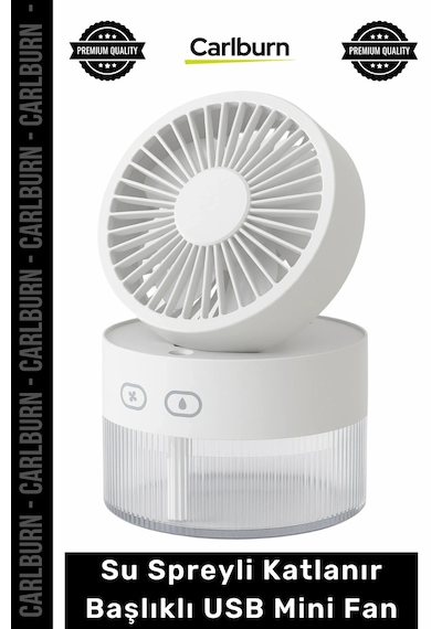 Vantilatör Masaüstü Şarjlı Portatif Hava Soğutucu Işıklı Su Spreyli Katlanır Başlıklı Usb Mini Fan