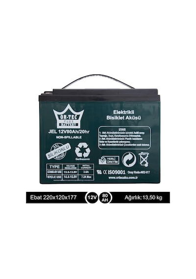 Ortec 12v 80 Ah Jel Motor Aküsü