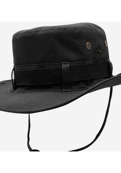 Külah Siyah Outdoor Şapka Uv Korumalı Bucket Safari Şapkası - Siyah