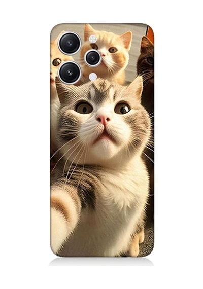 Xiaomi Redmi 12 Uyumlu Selfie Kediler Desenli Silikon Kılıf