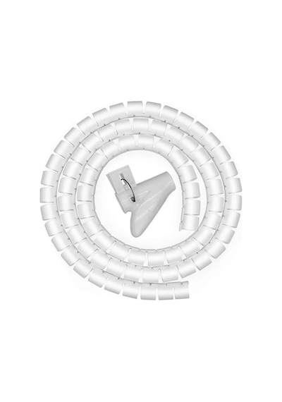 1 Mt X 22 Mm Spiral Boru Kablo Kanalı Kablo Fiş Düzenleyici Toplayıcı Kordon Kablo Tutucu Beyaz Standart