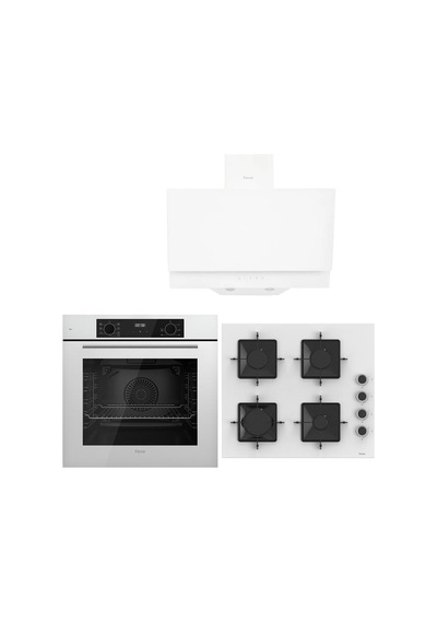 Ferre White Plus Serisi QBL63CB-SS206-D017 3lü Cam Ankastre Set