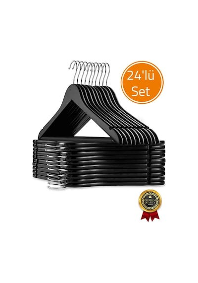 24 Adet Lüks Siyah Askı Siyah