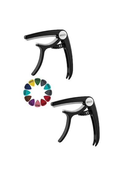 Lastvoice LCT-90BK-X Kaliteli Gitar Capo Sağlam Tutuş ( 2'li Set+12 Pena)