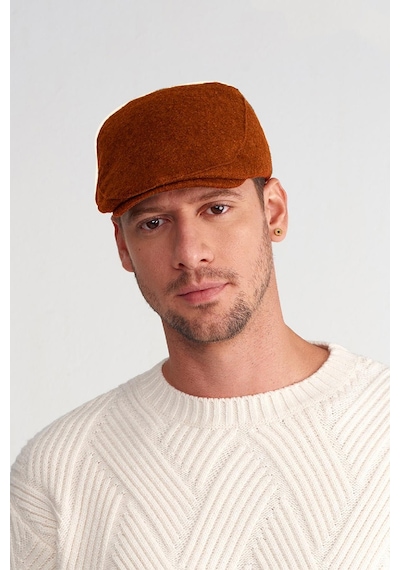 Külah Erkek Yün Flat Cap Kasket Peaky Blinders Şapka - Kiremit