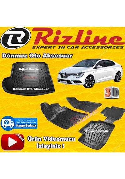 Megane 4 3D Paspas+Bagaj Havuzu Siyah Sd 2016 Sonrası Rizline N11.12141