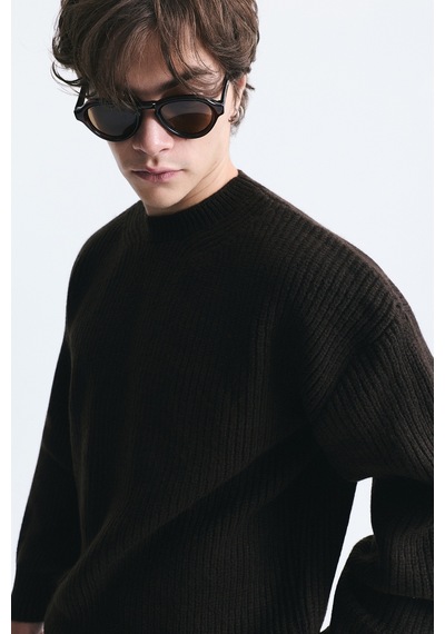 Vamos Oversize Fitilli Triko Kazak Kahve