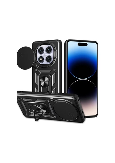 Newface Xiaomi Redmi Note 14 Pro Plus Kılıf Pars Lens Yüzüklü Silikon - Siyah