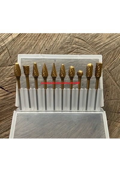 Carve Titanyum Çelik Ahşap Metal Oyma Seti Freze Seti Gravür Ucu 10pcs 3mm