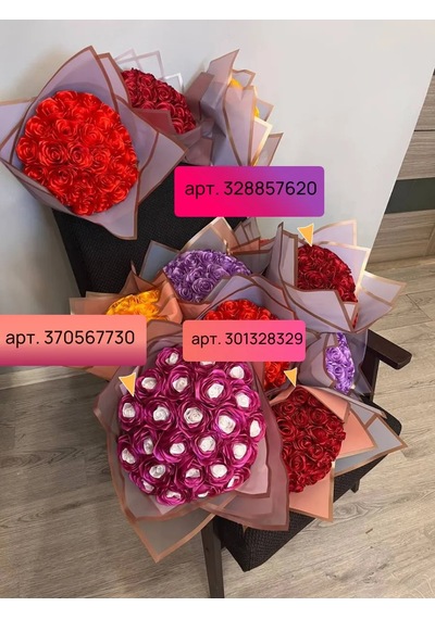 Mahaon73 Şeftali Rengi Saten Kurdelelerle Hazır Gül Buketi 25 Adet 432971953 Açık Pembe