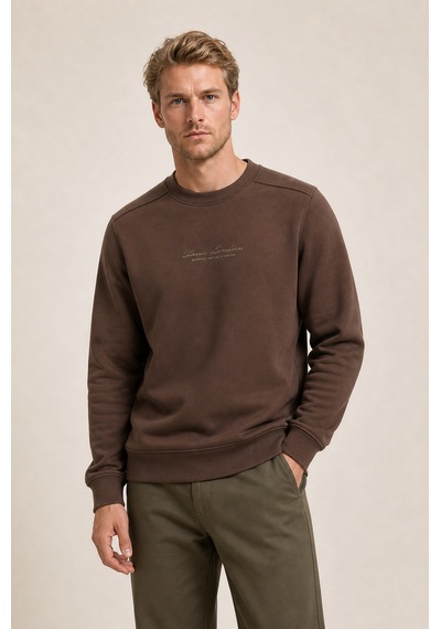 Redline Clavin Erkek Regular Fit Yeni Sezon Pamuklu Sweatshirt Kahve
