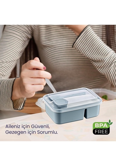 Orret Home 3 Bölmeli Beslenme Kabı 920 Ml Sosluklu Sızdırmaz Kapaklı Bpa İçermez Çatal Kaşık Dahil Lunch Box B Diğer