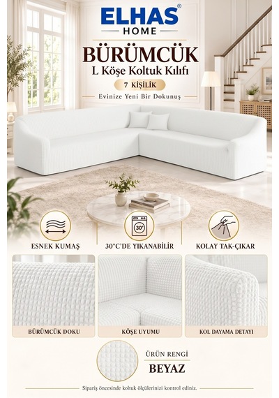 Bürümcük Eteksiz L Köşe Koltuk Örtüsü. 7 Kişilik Esnek, Köşe Koltuk Kılıfı. Toplam Uzunluk 550cm Beyaz - 796363643 Beyaz Bürümcük Eteksiz L Köşe Koltuk Örtüsü. 7 Kişilik Esnek, Köşe Koltuk Kılıfı. Toplam Uzunluk 550cm Beyaz - 796363643 Beyaz