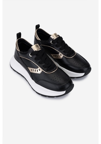 Valmenti Kadın Hakiki Deri Siyah Sneakers & Spor Ayakkabı 04 401 Bn Ayk Sk25-26 Syh/lıght Gold Siyah