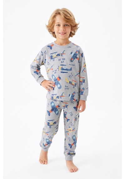Modanino Erkek Çocuk %100 Pamuk Pijama Takımı 3-8 Yaş 12736ıs Gri
