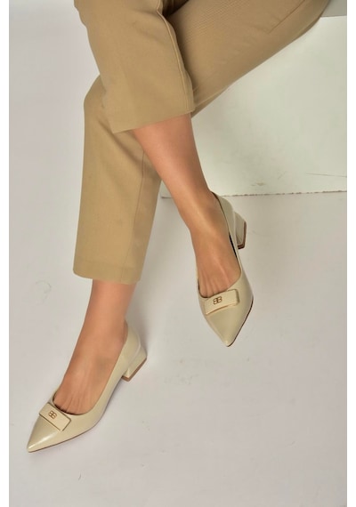 Fox Shoes Y820771260 Ten Rustik Alçak Topuklu Kadın Ayakkabı Ten