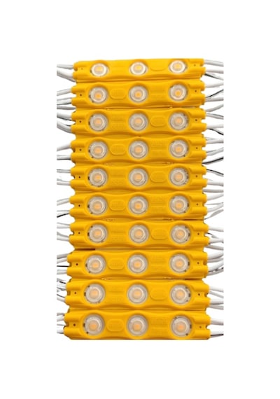 3 Lensli Modül Led Sarı 12 Volt 1.2 Watt 2835 10 Adet