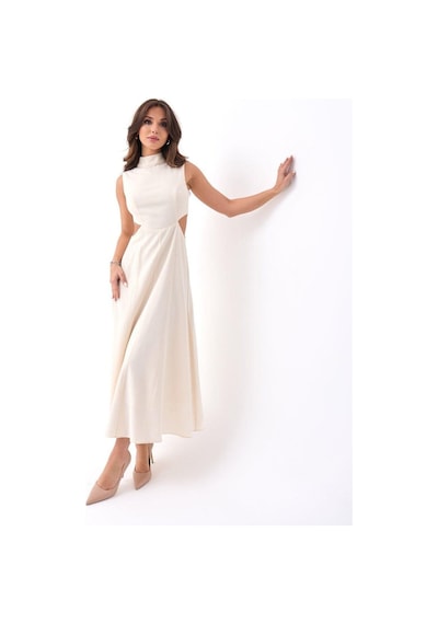 Fashion Cocktail Minik Boyun Detay Pencereli Bel Kolsuz Dizaltı Midi Sahil Yazlık Viskon Elbise Bej Fashion Cocktail Minik Boyun Detay Pencereli Bel Kolsuz Dizaltı Midi Sahil Yazlık Viskon Elbise Bej