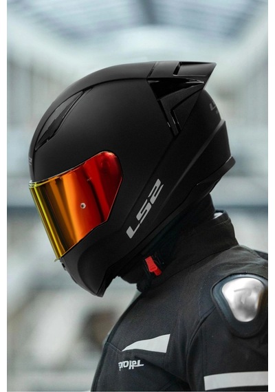 LS2 Rapıd 2 Race Kırmızı Şeffaf Camlı Kask Mat Siyah