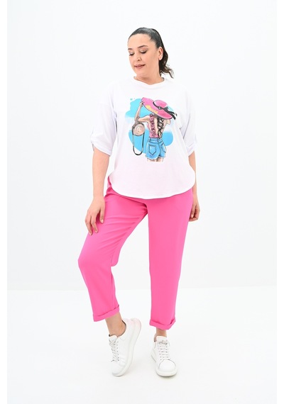 Kadın Büyük Beden Oversize T-shirt Takım 8104-24 001