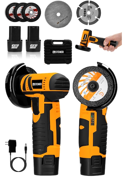 Steiner 12v 2 Ah Çift Akülü Mini Avuç İçi Spirali Ve Şarjlı Avuç Taşlama Makinesi Turuncu
