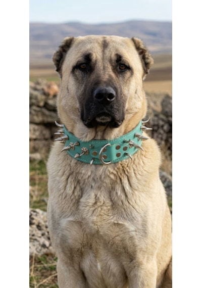 Deri Çivili Pitbull Kangal Av Köpekleri Koruma Tasması 80x5 Cm 2xl Beden Yeşil