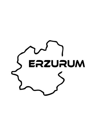 Erzurum Harita Araba Sticker 17x17 Cm Siyah