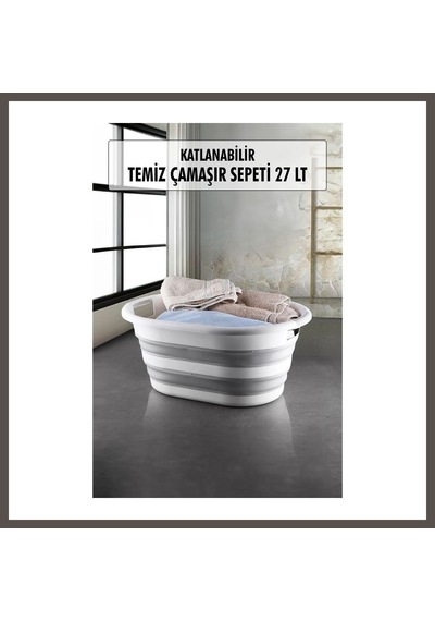 Bezos Katlanabilir Silikon Çamaşır Sepeti & Akordiyon Katlanır Sepet 27 Lt Nxrlvng Çok Renkli