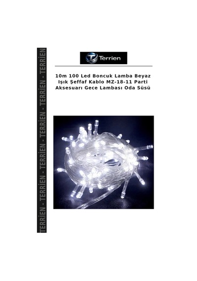 10m 100 Led Boncuk Lamba Beyaz Işık Şeffaf Kablo Mz-18-11 Parti Aksesuarı Gece Lambası Oda Süsü