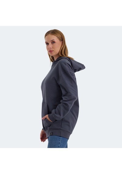 Slazenger VIOLENCE Kadın Kapüşonlu Cepli Oversıze Koyu Gri Sweatshirt