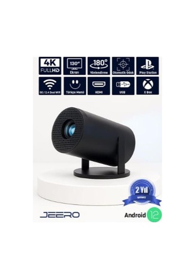 Jeero Hy300pro 4k Androıd12 Portable Projektör 950-4k-androıd Siyah