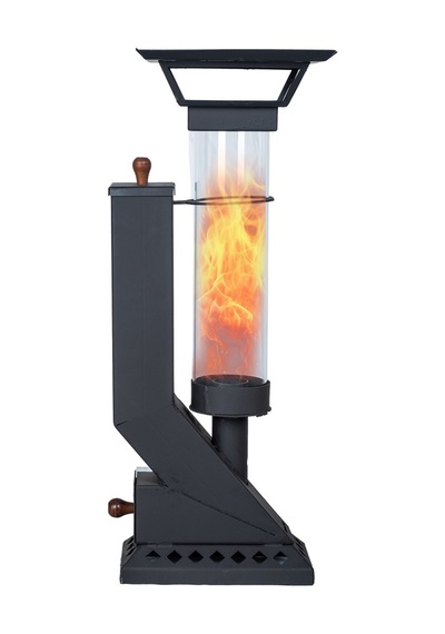 Etinova Compact İf-17 Camlı Alev Lambası Dış Mekan Pelet Soba - Siyah