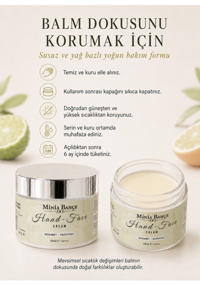 Minia Bahçe Bergamot & Greyfurt El ve Yüz Kremi 50 ML