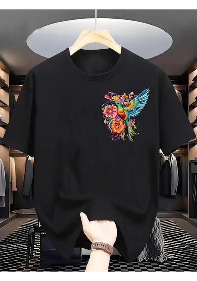 Flood Of Style Kadın Siyah Sinek Kuşu Baskılı Oversize