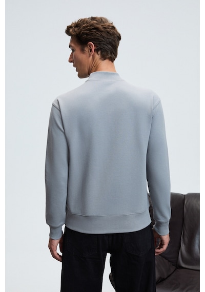Grımelange QUILLA Erkek Yarım Balıkçı Basic Gri Sweatshirt