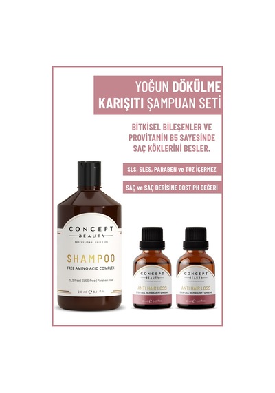 Concept Beauty Dökülme Karşıtı Şampuan 240 ML + Hair Loss Shot 2 x 20 ML