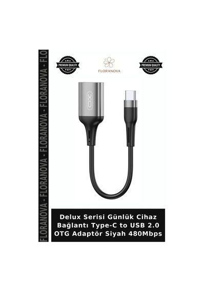 Delux Serisi Günlük Cihaz Bağlantı Type-c To Usb 2.0 Otg Adaptör Siyah 480mbps