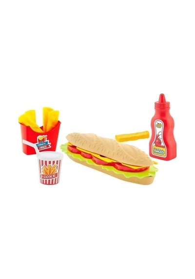 Küçük Şeflerin Eğlenceli Fast Food Seti Sandviç Zamanı: 4 Parça Renkli Ve Eğitici Oyuncak Seti