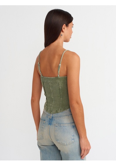 Dilvin Askılı Crop Top Yeşil