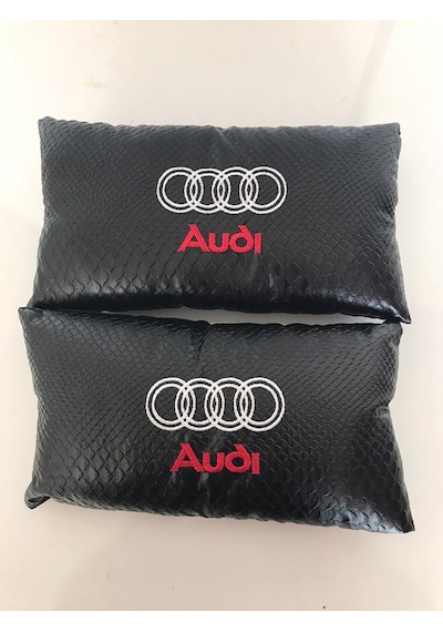 Audi Nakışlı Deri 1 Çift Boyun Yastık Ve 1 Çift Kemer Pedi (498363620)