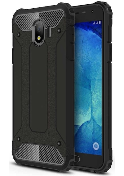 Kilifone - Samsung Uyumlu Galaxy J4 - Kılıf Çift Katman Zırh Tank Crash Military Kapak - Siyah
