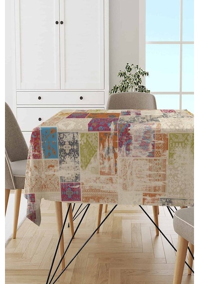 Çok Renkli Patchwork Dokuma Leke Tutmaz Masa Örtüsü Mso170n11
