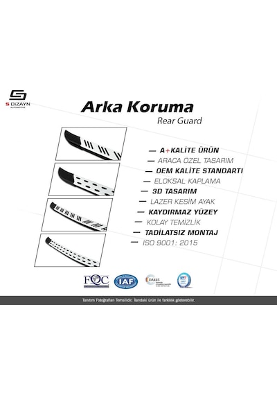 S-Dizayn  Renault Trafic 3 Trimline Gri Arka Koruma 2014 Üzeri