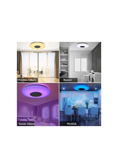 Akıllı Hoparlörlü Rgb Tavan Işığı Lambası Kumandalı Bluetooth Uyumlu Dekoratif Modern Avize Beyaz - 826719167 Beyaz